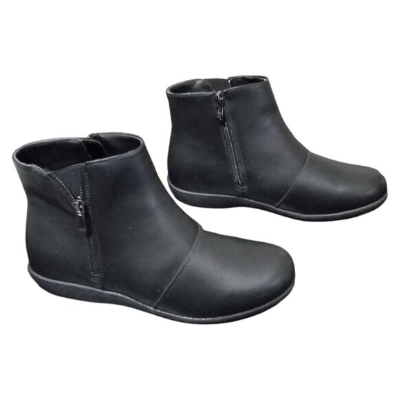 Suedi Size 10 Ankle Boots Short Black Synthetic Leather Side Zipper Closure - Picture 7 of 10